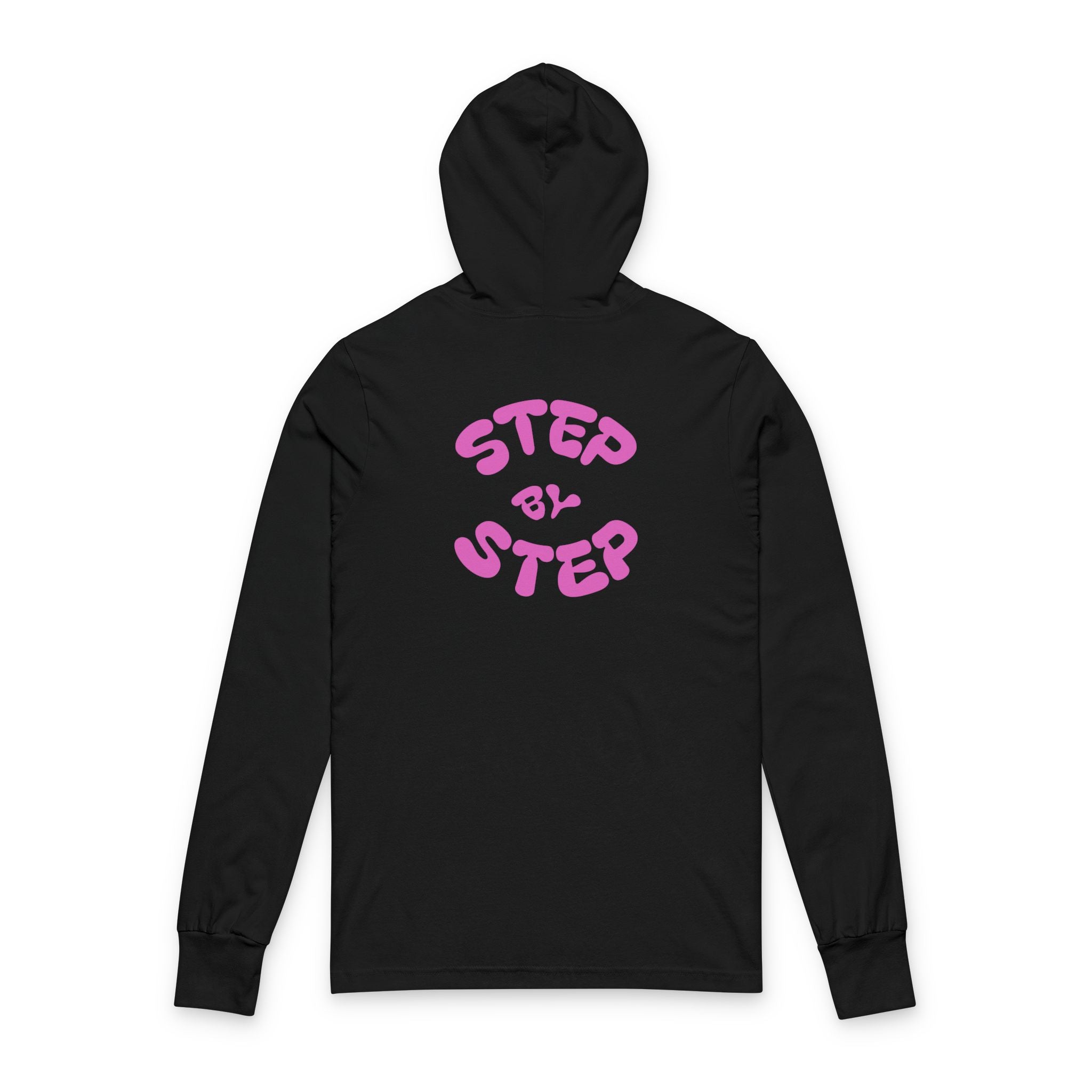Unisex Hooded Long Sleeve Tee - Positive Vibes, Casual Wear, Gift for Friends, Step by Step Design, Relaxed Fit