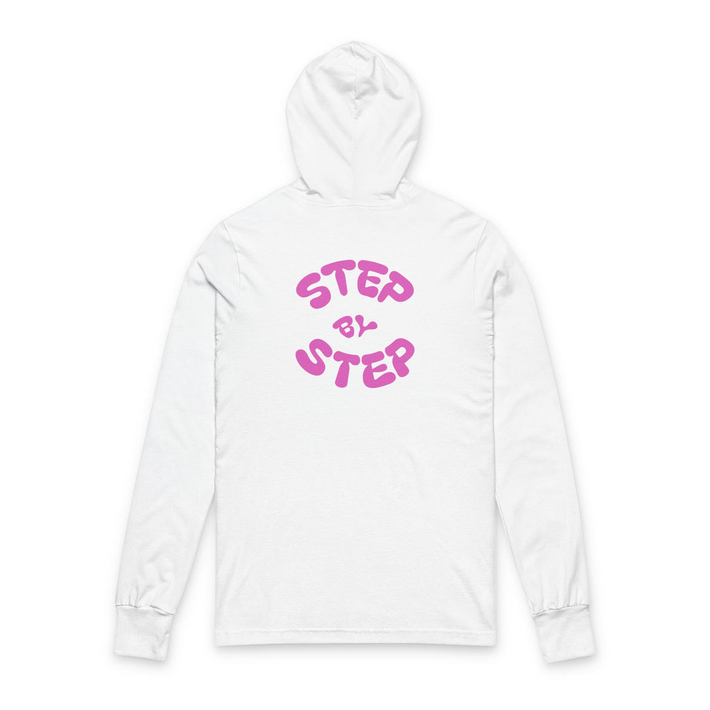 Unisex Hooded Long Sleeve Tee - Positive Vibes, Casual Wear, Gift for Friends, Step by Step Design, Relaxed Fit