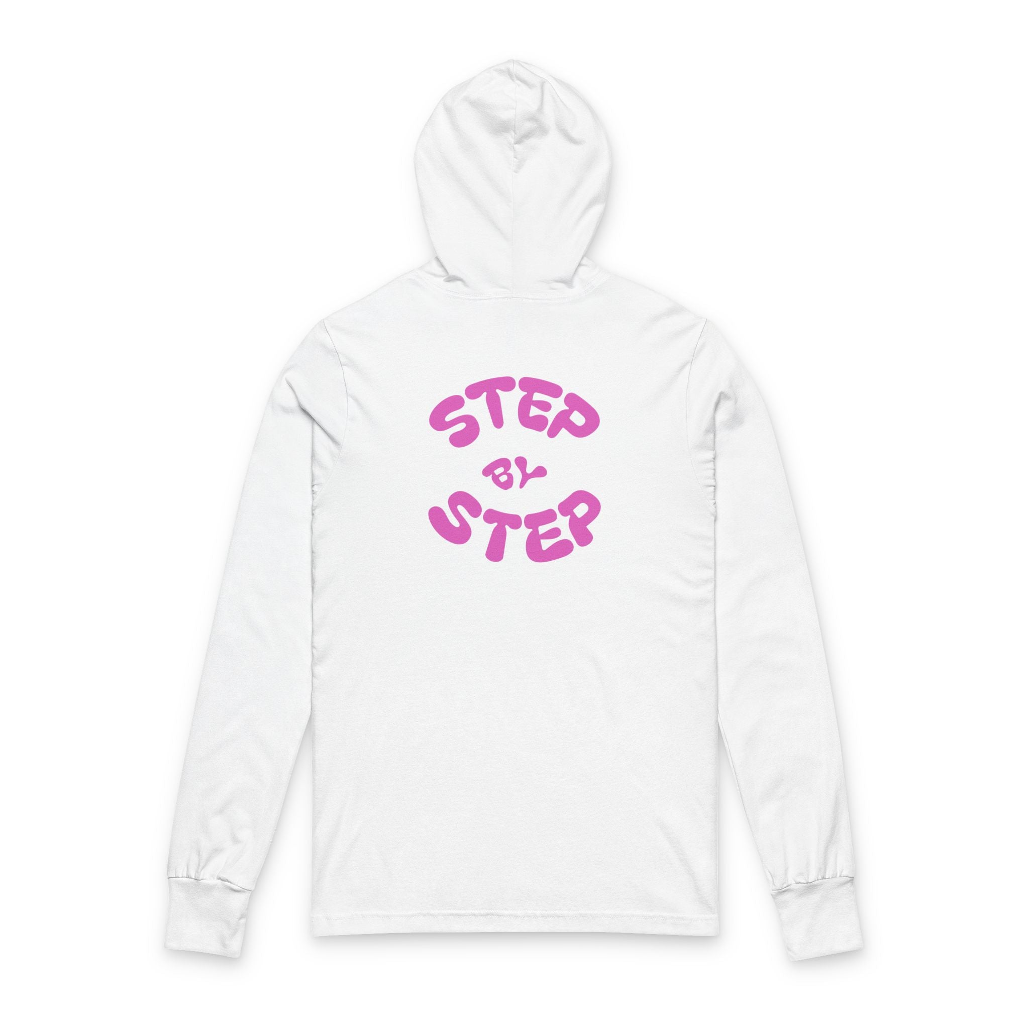 Unisex Hooded Long Sleeve Tee - Positive Vibes, Casual Wear, Gift for Friends, Step by Step Design, Relaxed Fit