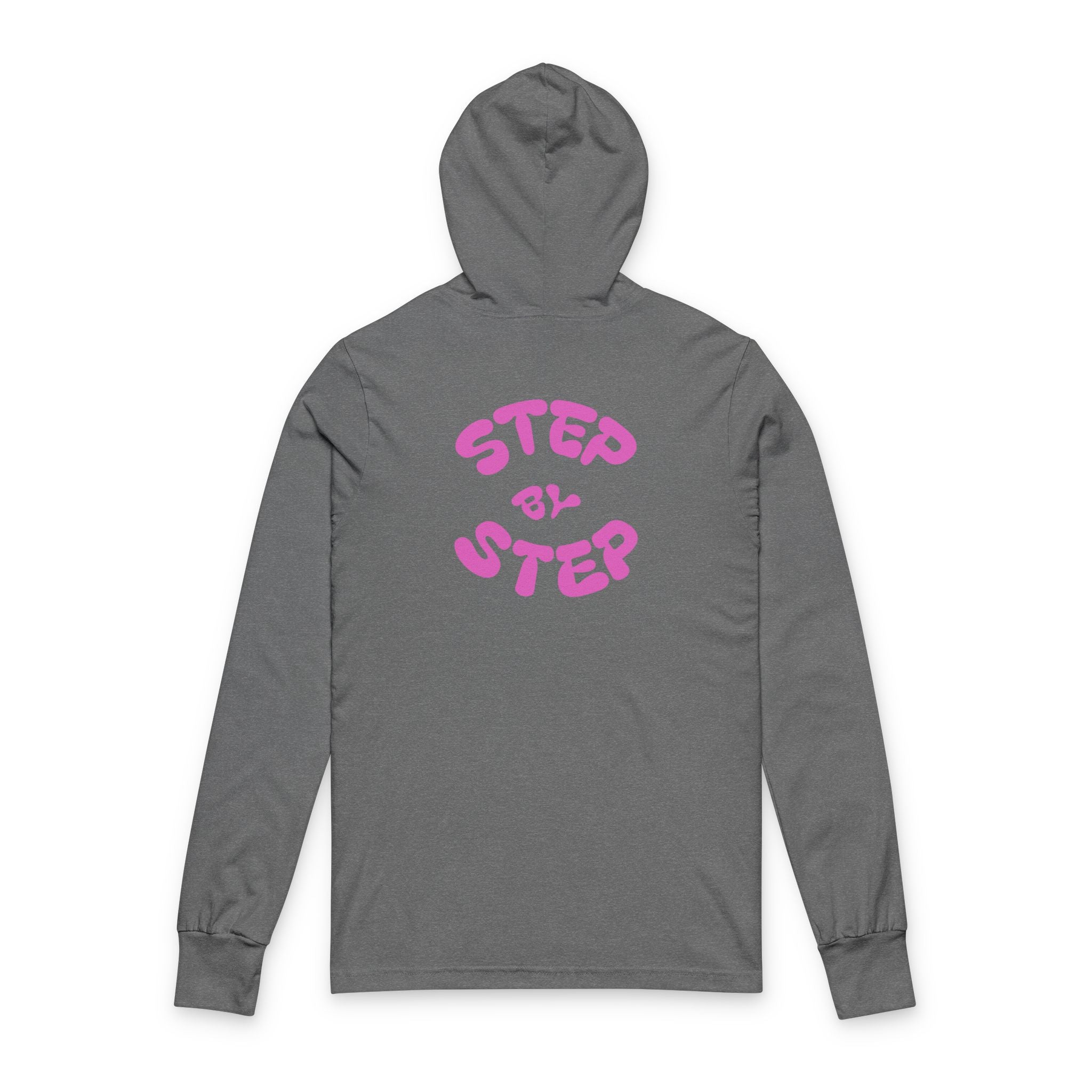 Unisex Hooded Long Sleeve Tee - Positive Vibes, Casual Wear, Gift for Friends, Step by Step Design, Relaxed Fit